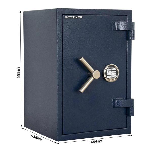 Rottner Wertschutzschrank EN1 Exklusiv Titan Fire 65 Elektronikschloss PS650 SOS Schlüssel blau T06470